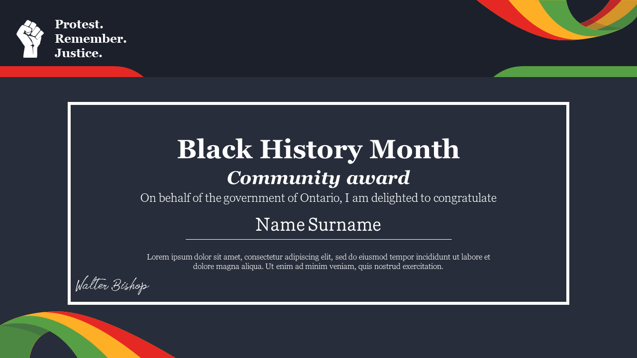 Effective Black History Month Award Template PPT Slide 